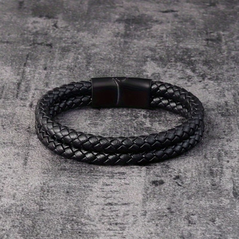 Men Leather Bracelet Multilayer 2.5cm Wide Jewelry Piece 19/21/23cm Brown Black