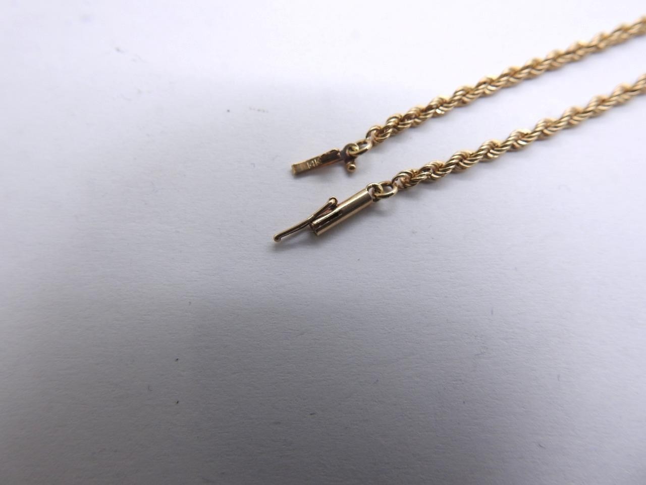 14K Solid Yellow GOLD Rope Chain Necklace 20.5″ inch 11.1 Grams 2.50 mm