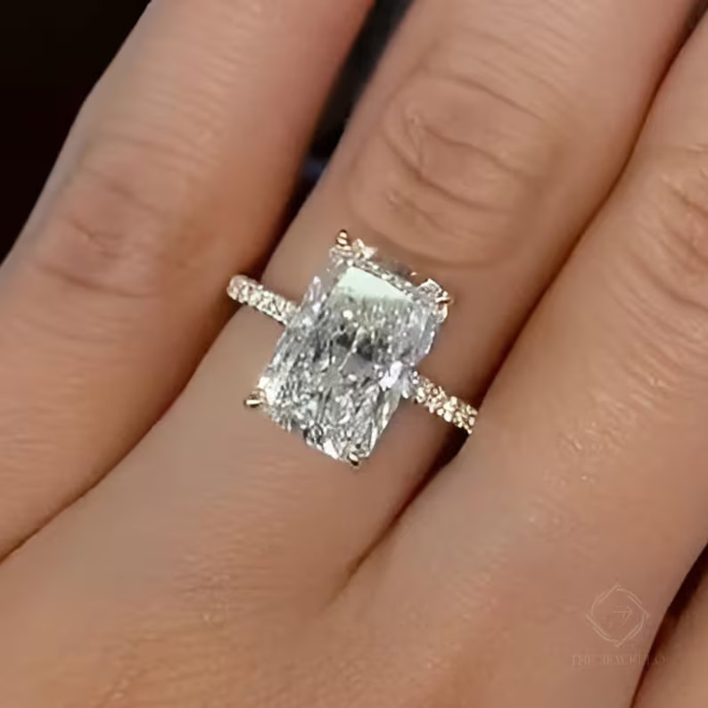 4.90 Ct Radiant-Cut EF/VS1 Lab Grown Diamond Engagement Ring Set 14k Yellow Gold