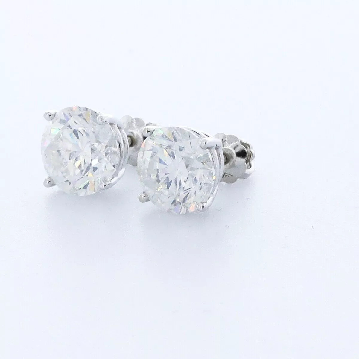 Stud Earrings Classic Solid 14K White Gold 3.21 Carat Round Natural Diamond D I1
