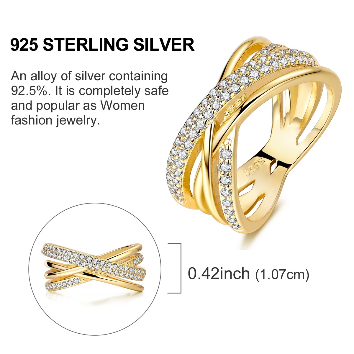 LAZA Original 925 Sterling Silver Ring Cross CZ for Women Jewelry