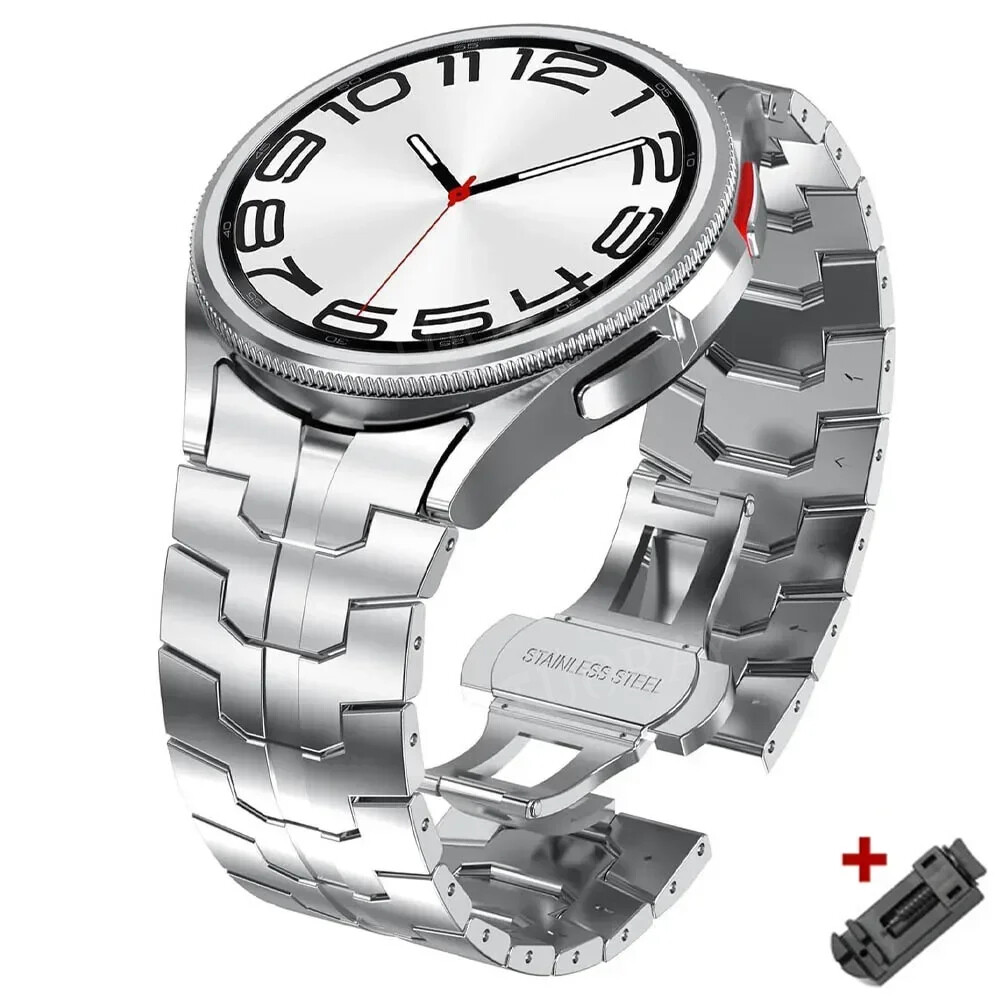 For Samsung Galaxy Watch 6 4 5 Pro 43mm 47mm Classic Stianless Steel Band Strap