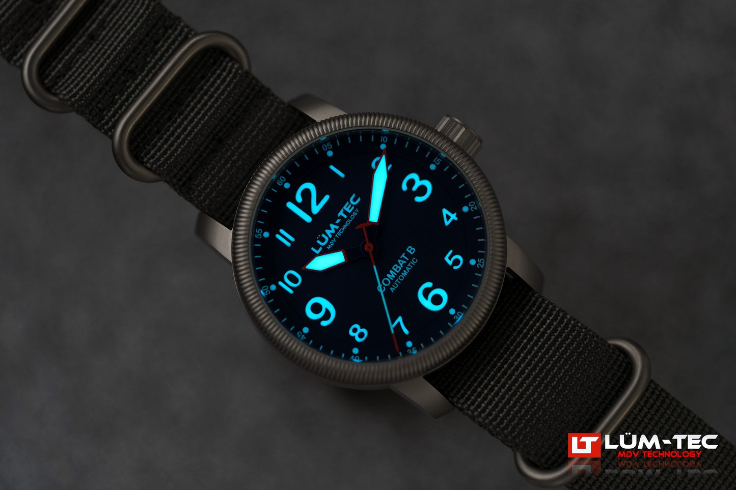 Lum-Tec Automatic Mens Watch Combat B70 43mm Black Dial Miyota Japan 9015 Hack