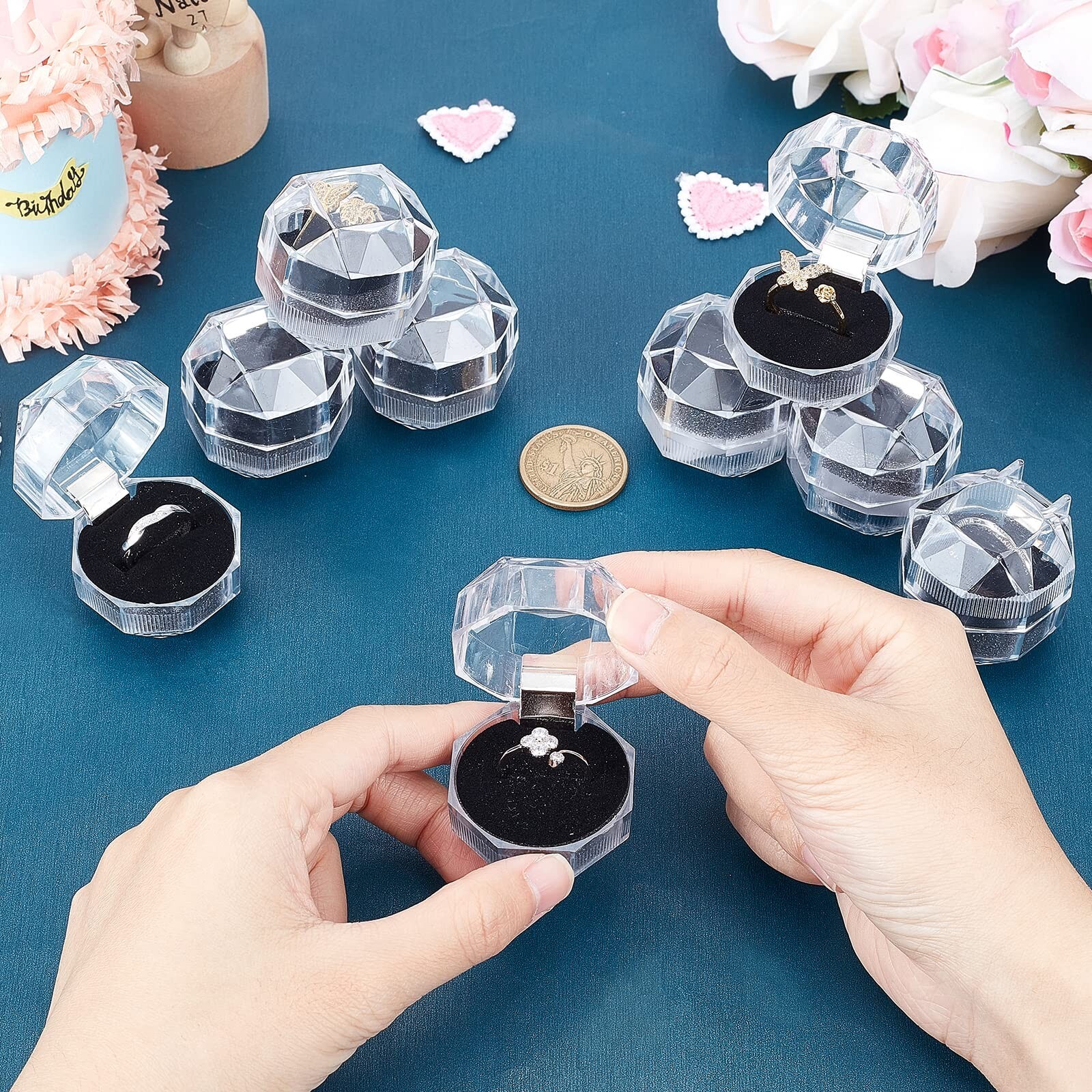 CHGCRAFT 40Pcs Black Clear Plastic Ring Boxes Crystal Earrings Jewelry Storag…