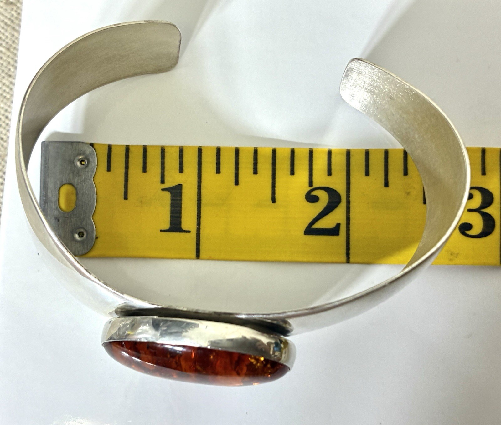 Jay King DTR Sterling Silver Baltic Amber Wide Cuff Bracelet Mine Finds 32g