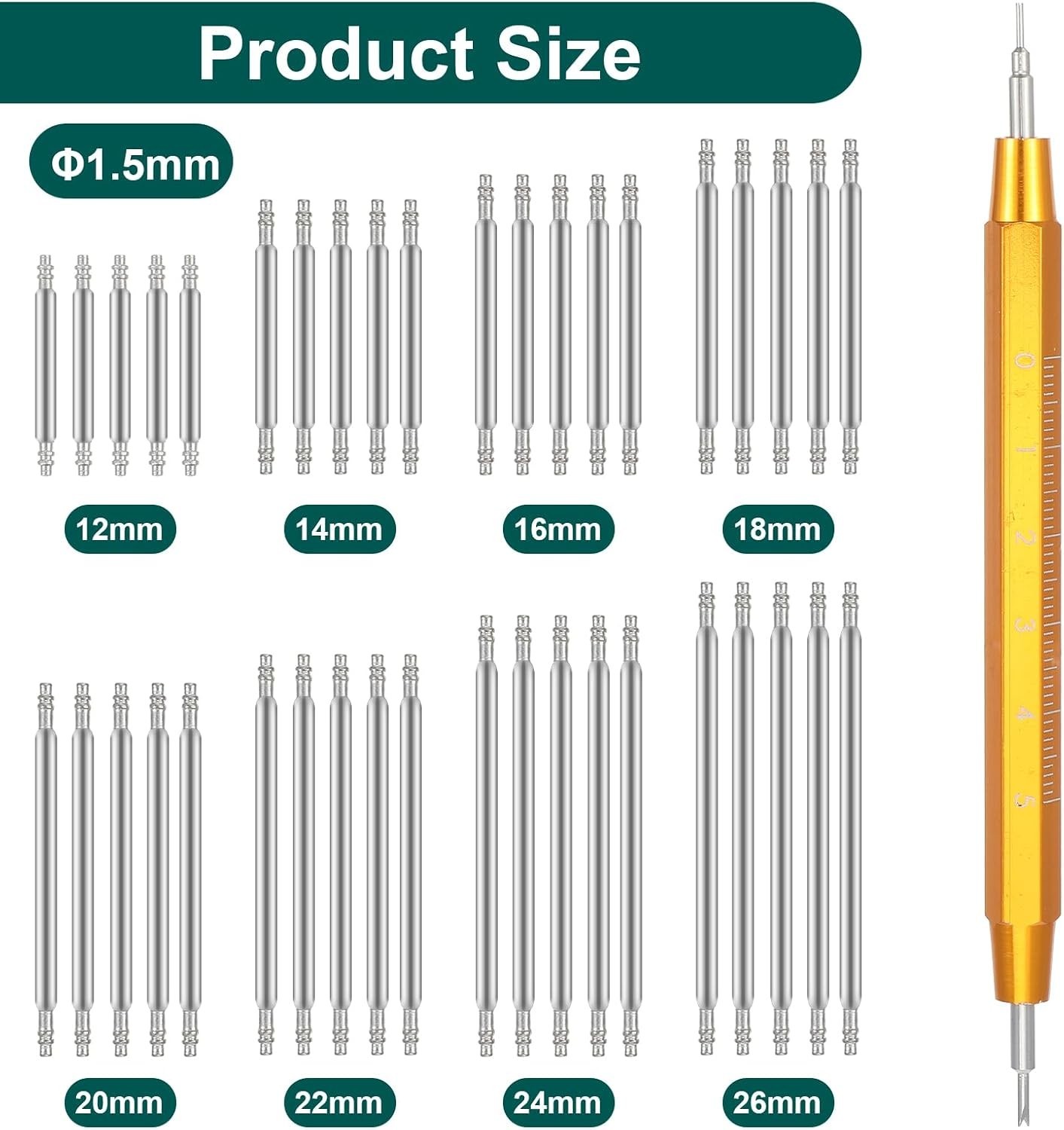 Versatile 40pcs Watch Band Pin Replacement Kit – 8 Sizes & Stainless Steel Tool