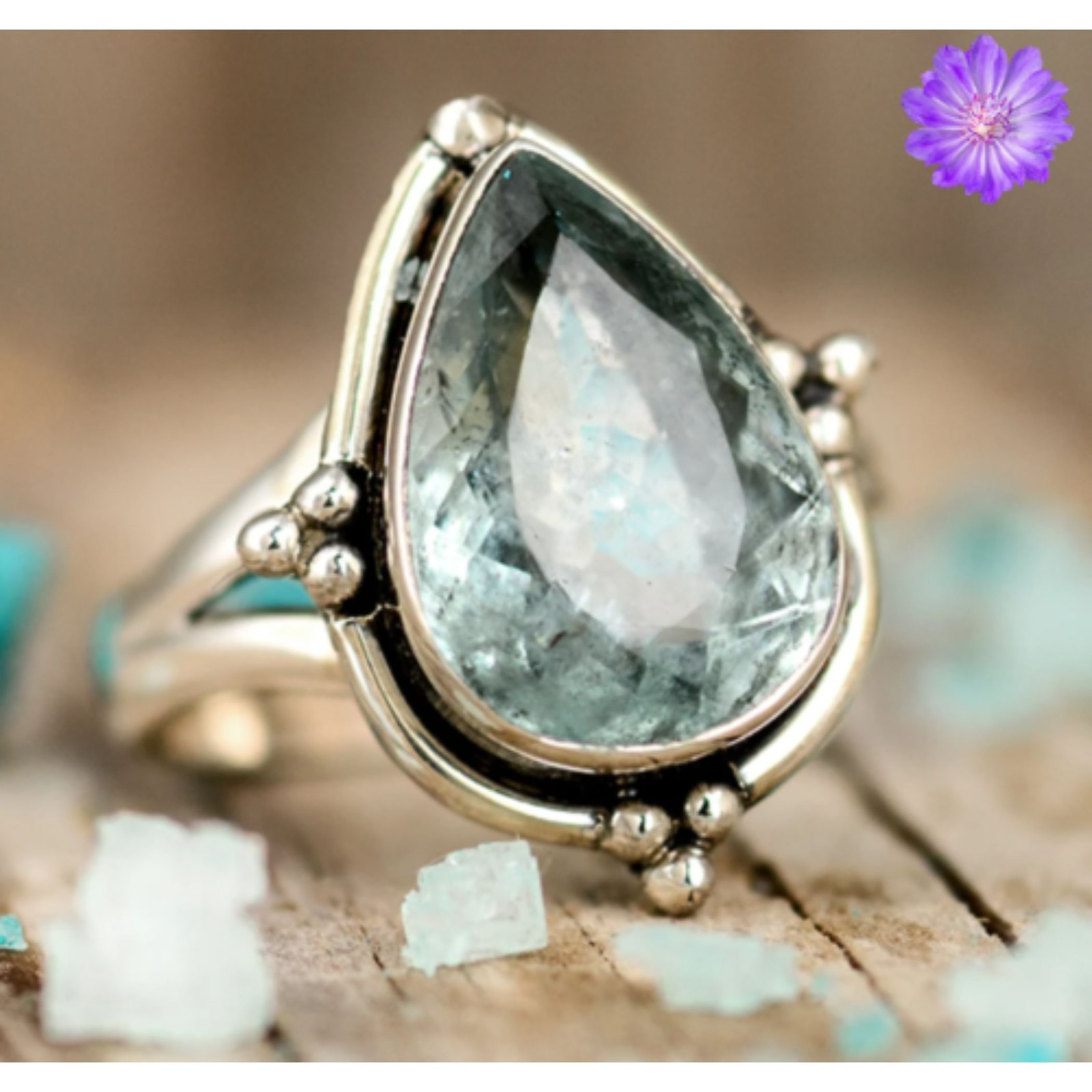 Aquamarine Gemstone 925 Sterling Silver Ring Handmade Jewelry Ring For Gift