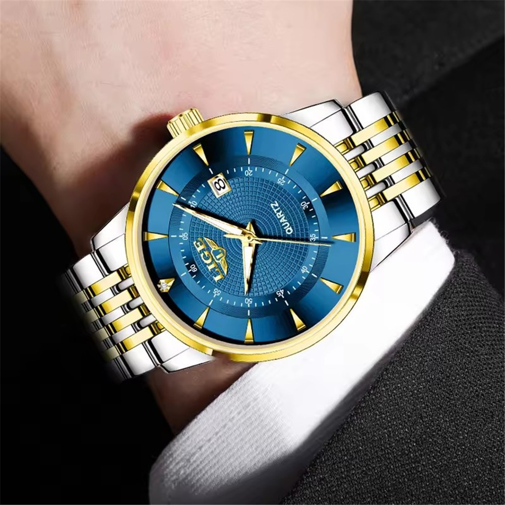 LIGE Men Watch Brand Steel Quartz Wristwatch Casual Business Male Date Watches