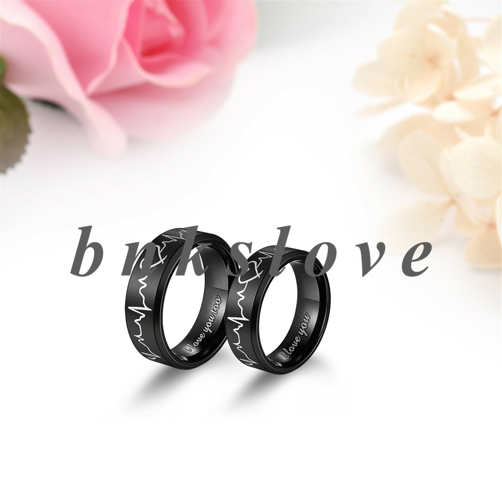 Couple Heartbeat Ring I Love You Matching Promise Ring Wedding Band Size 4-14