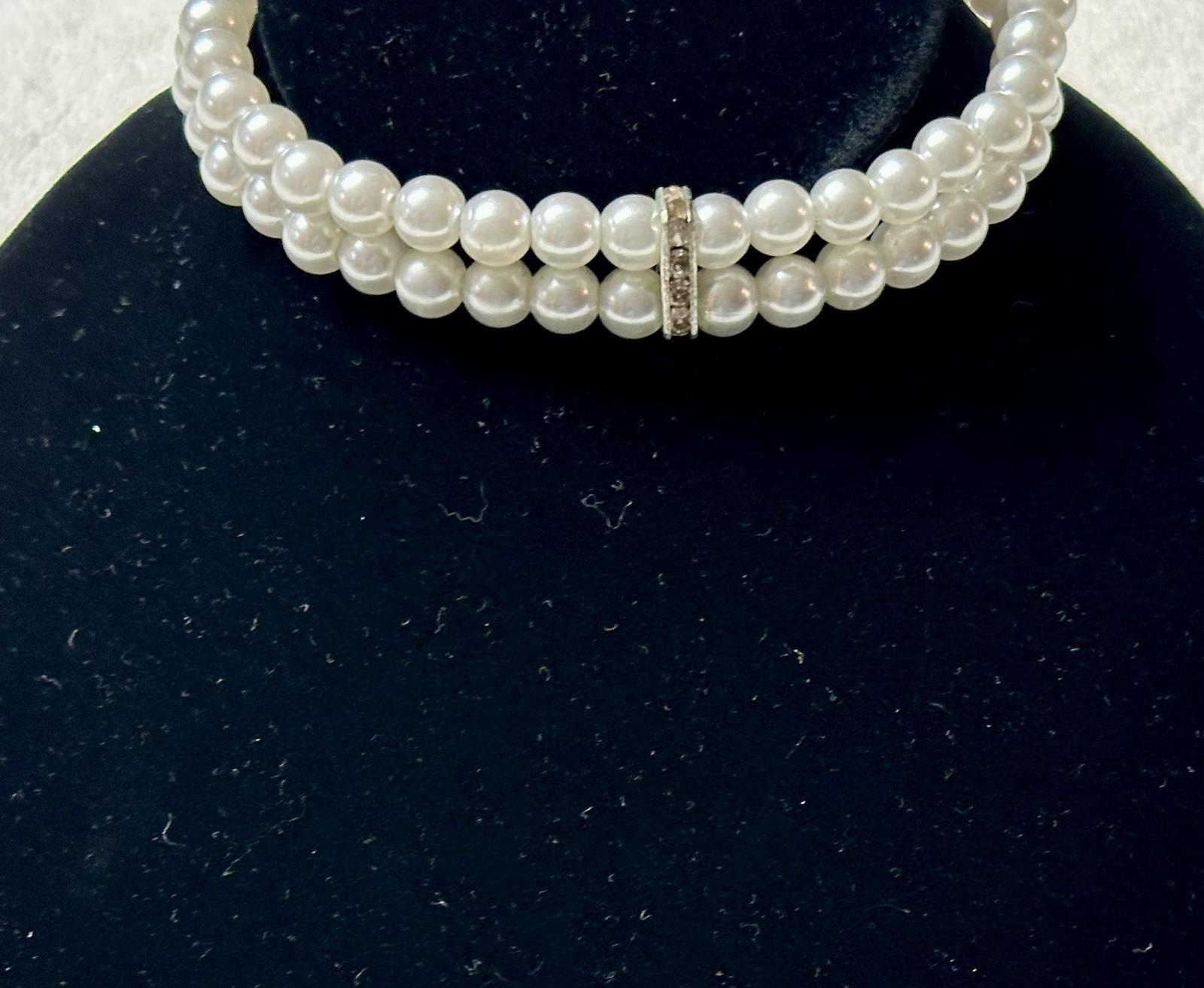 2 Strand Faux Pear Choker Necklace n885