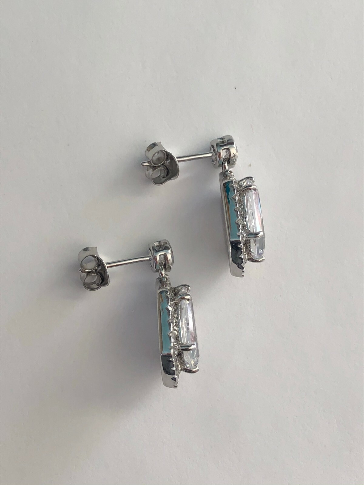 Chic Round & Tapered Baguette Clear CZ Bell-like Shape Style 925 Silver Earrings