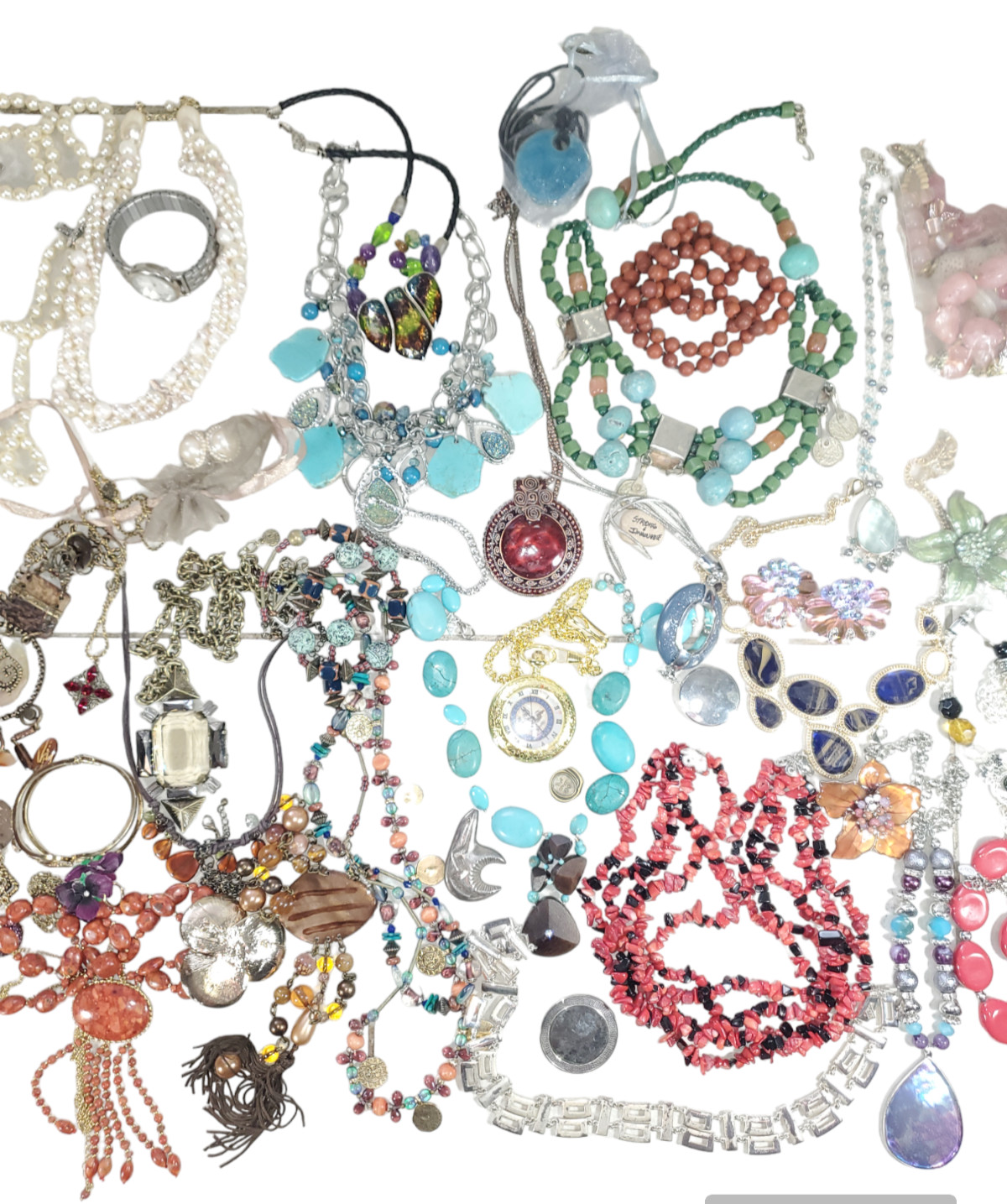 Treasure Hunt Lot of Jewelry Turquiose Gems and Costume Jewelry 6lbs.