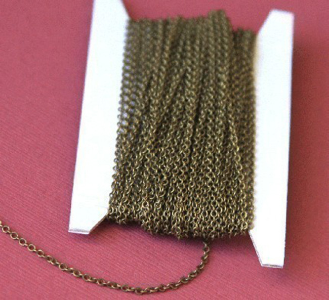 32ft of Antiqued Brass round cable chain 2X1.5mm