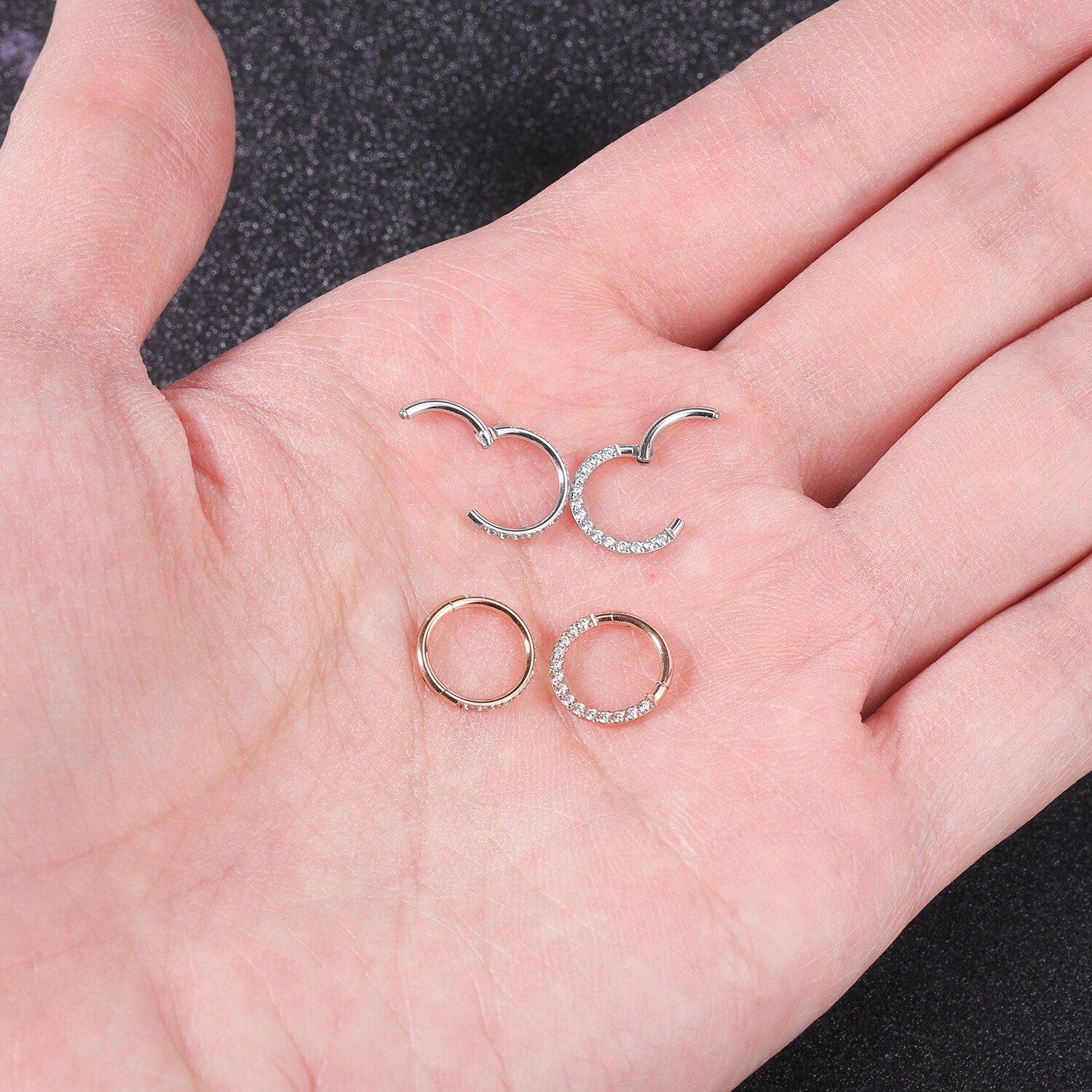16G/18G CZ Nose Rings Hoop Stainless Steel Helix Tragus Earrings Septum Piercing