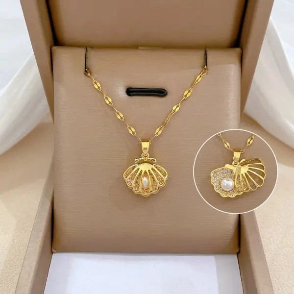 Butterfly Flower Clavicle Necklace Women Stainless Steel Zircon Tassel