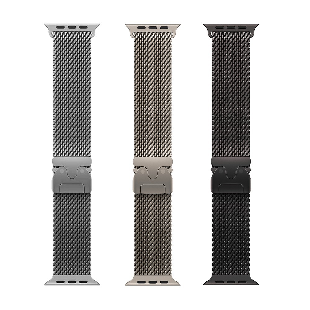 Natural/Black Titanium Milanese Loop Band Strap for Apple Watch Ultra 3 2 1 49mm