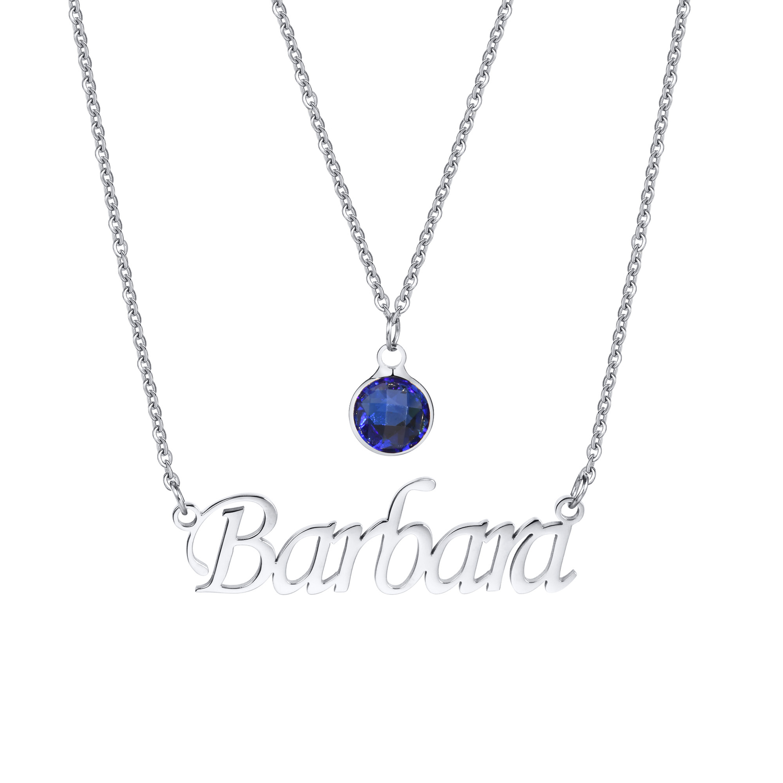 Vnox Personalized Name Necklace Custom Birthstone Pendant Stainless Steel Chain