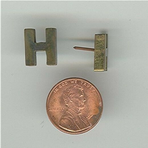 10 VINTAGE BRASS LETTER H 12x10mm PINBACK FINDINGS Z583