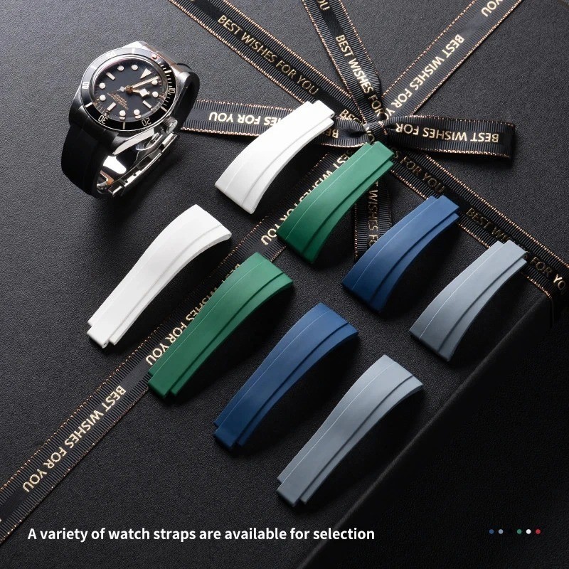 20 22mm FKM Rubber Watch Strap Replacement For Tudor PELAGOS Black Bay 39/41mm