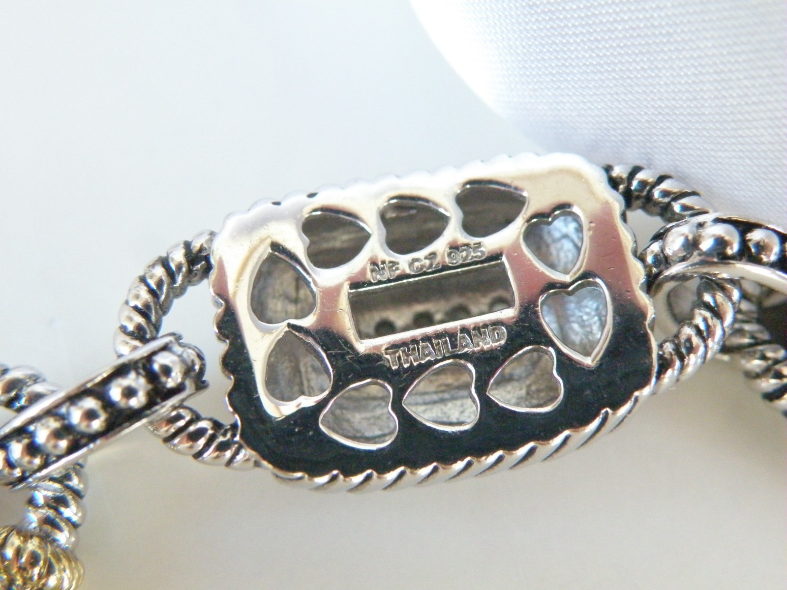 Chunky Sterling Silver 925 CZ Cable Designer Statement Station Bracelet 7″
