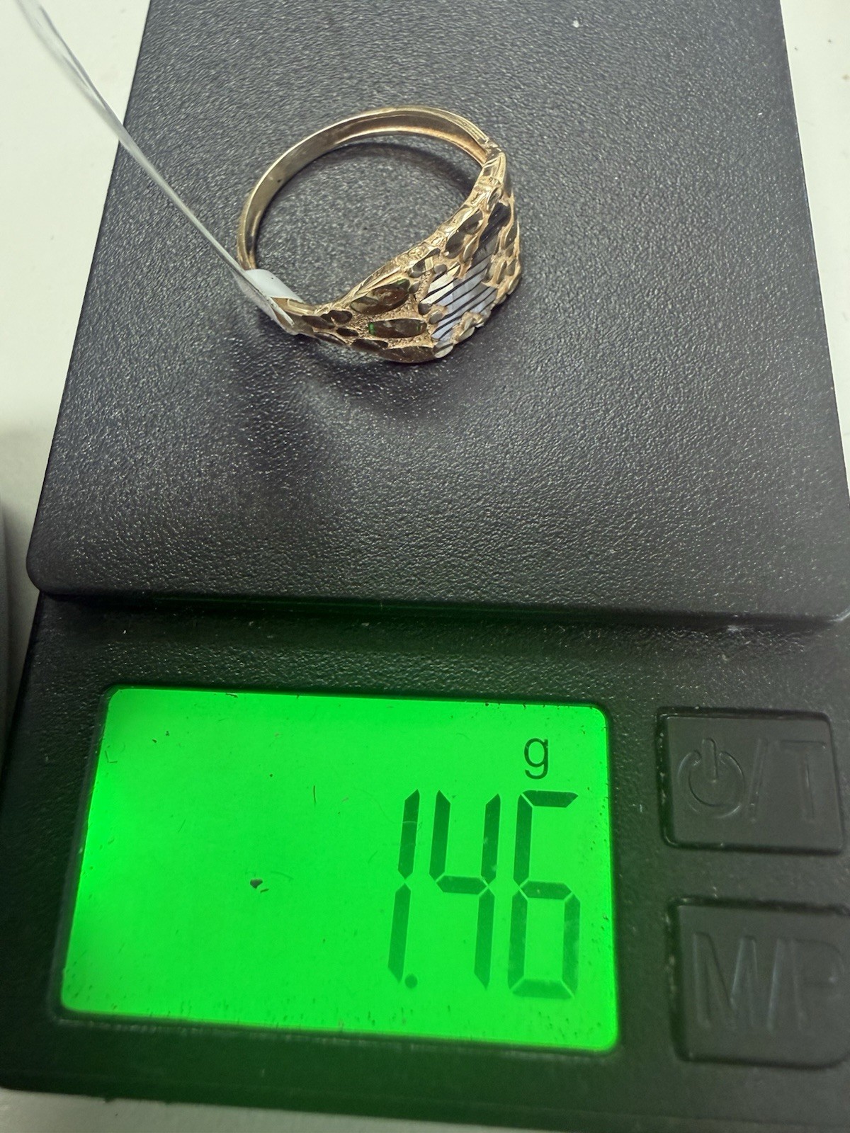 10kt Solid Gold Nugget Cross Ring New Size 7