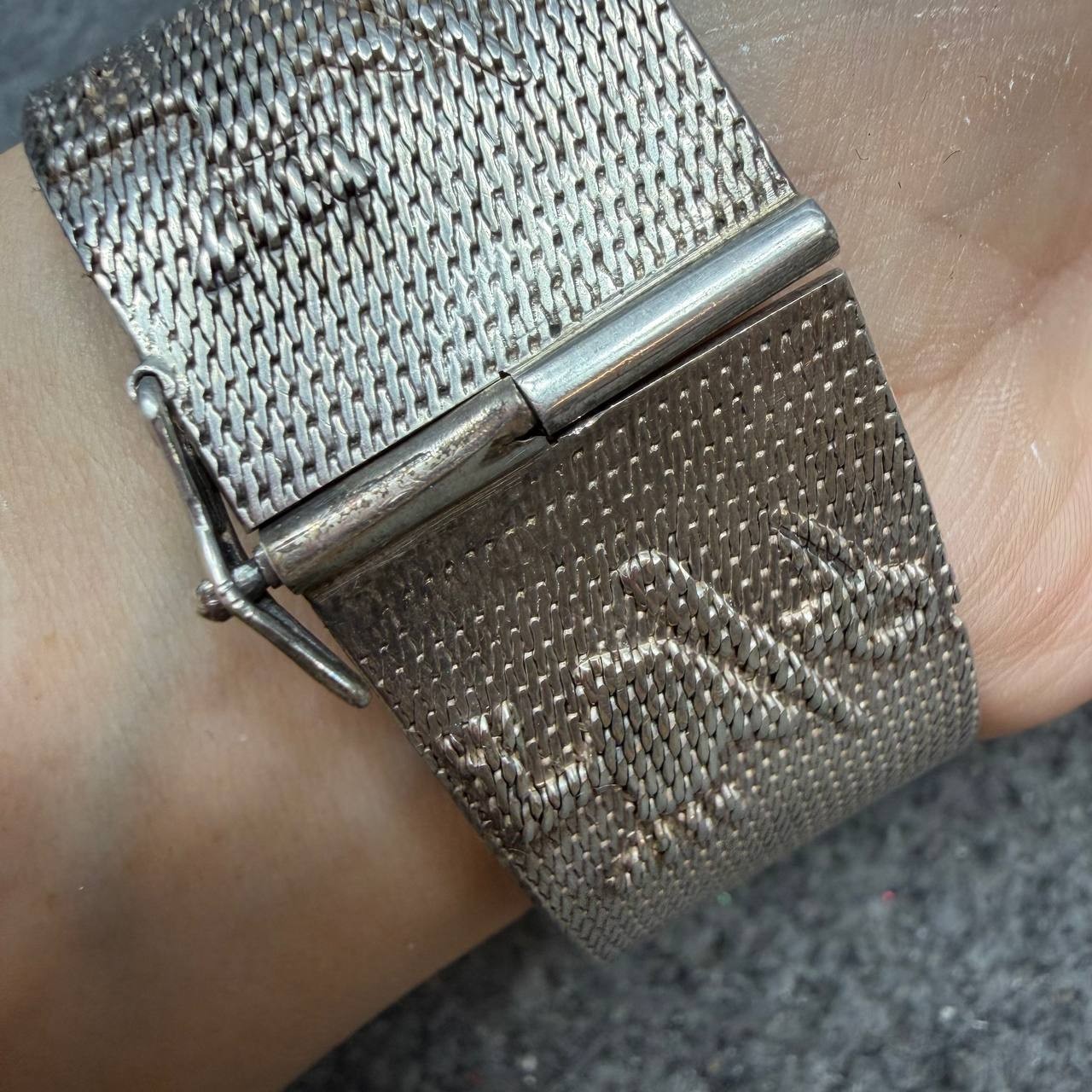 Peru 925 Sterling Silver Bracelet Andean Ethnic Mesh Vintage Plata