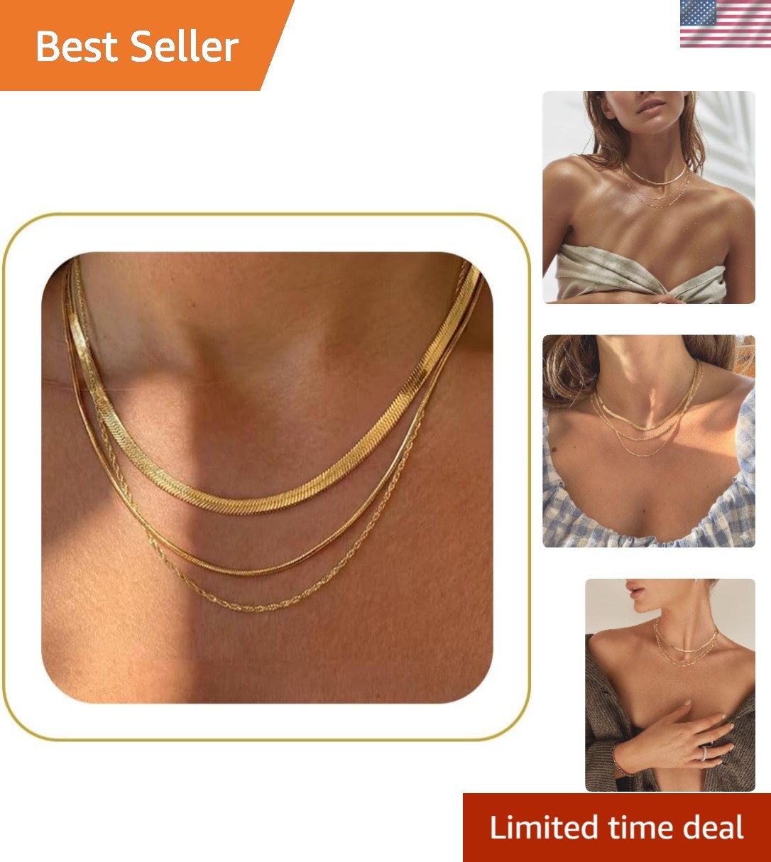 Elegant 3-Piece Non-Tarnish Layered Necklace Set – Perfect for Every Occasion