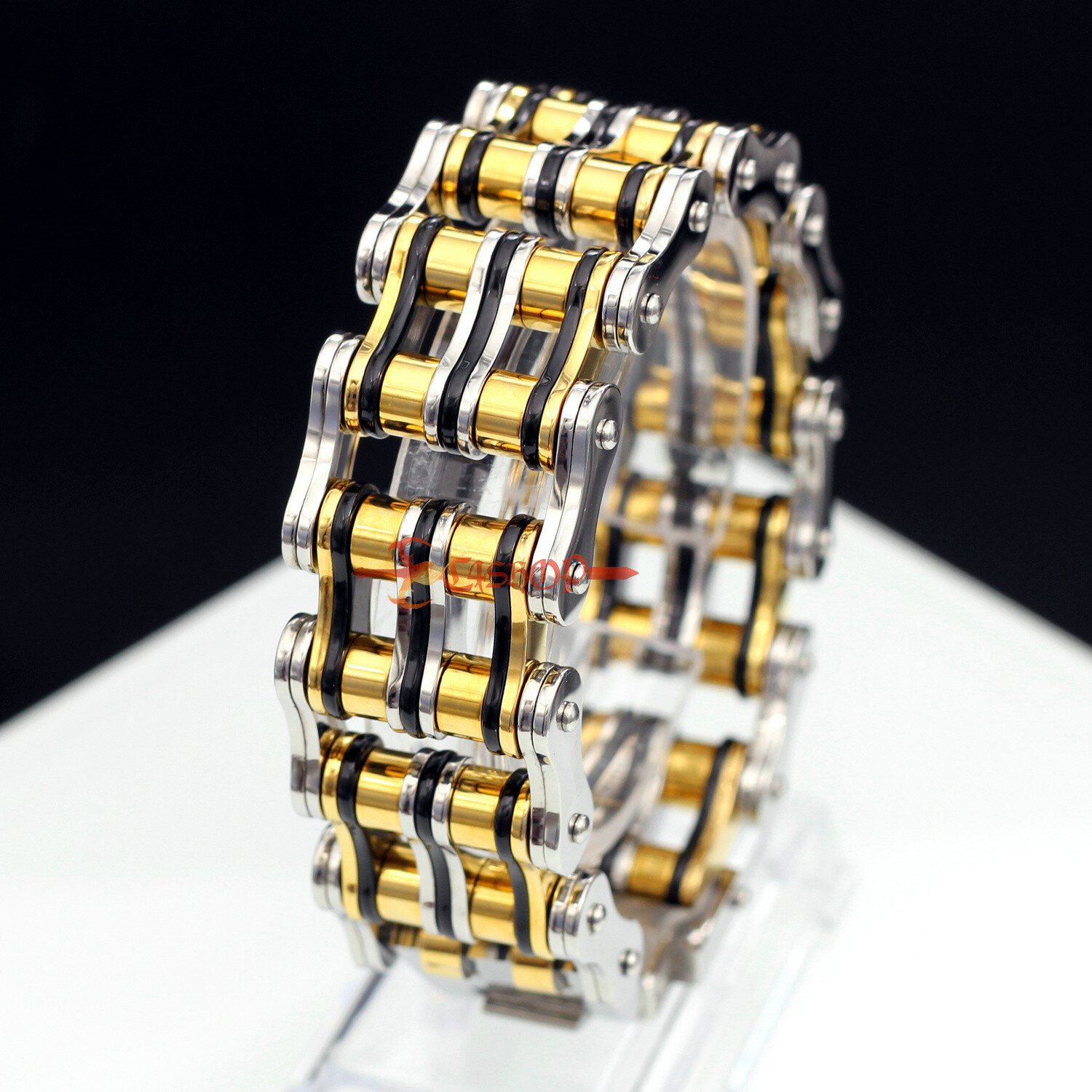 Heavy Men’s Motorcycle Bike Chain Bracelet Bicycle Stainless Steel Silver/Gold