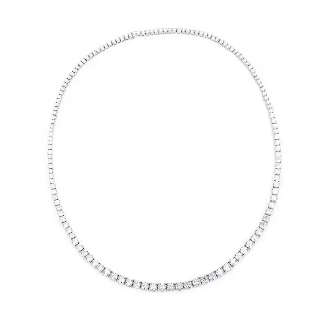 14K White Gold Plated 4mm Round Cut Lab-Created Diamond Women’s Tennis Necklace