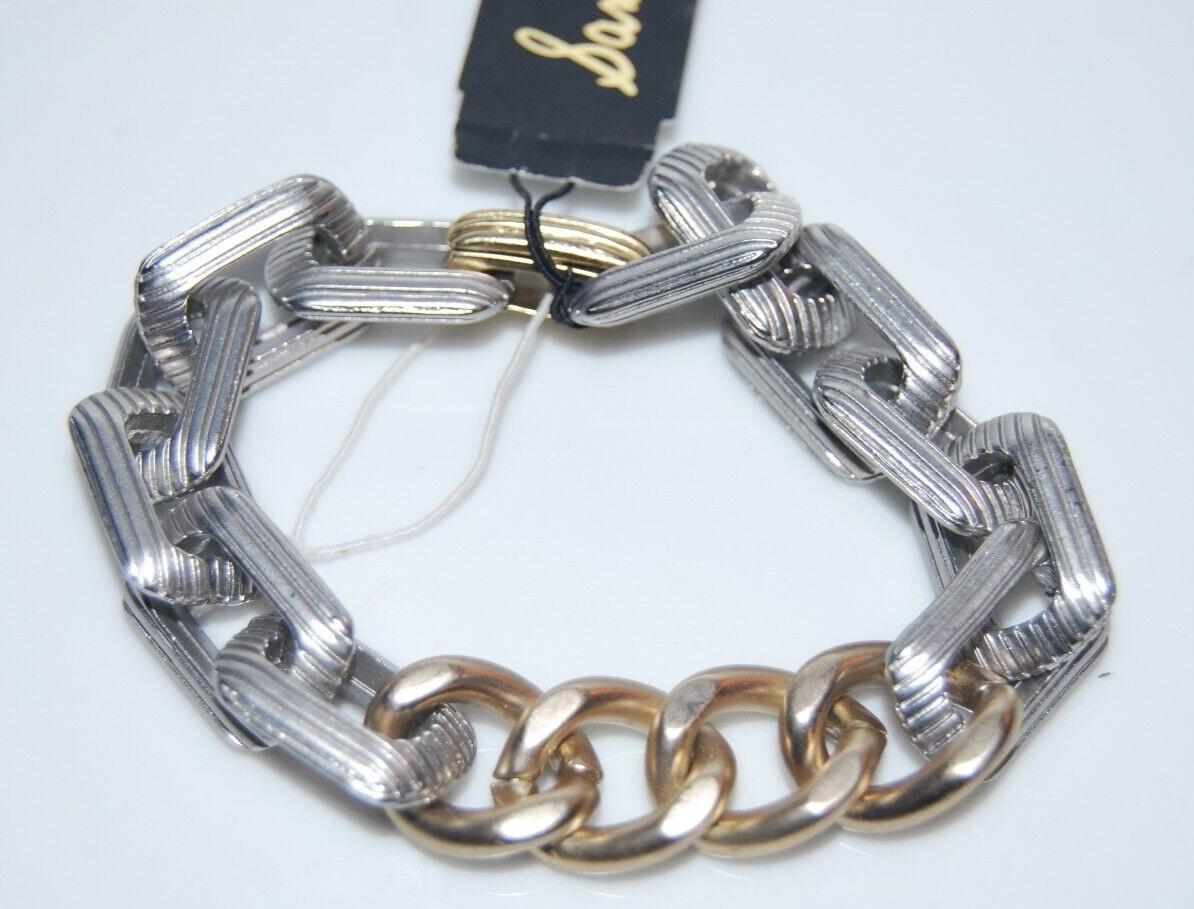 SAM EDELMAN ELEGANT COUTURE SILVERED METAL MODERN STYLE STATEMENT LIKED BRACELET