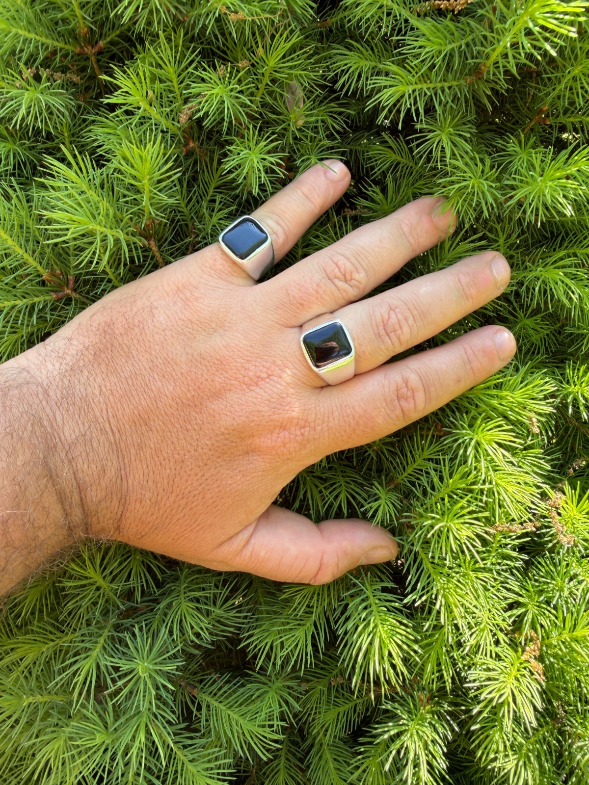 Handmade Men’s Black Onyx Ring in Real 925 Sterling Silver Natural Gem Stone