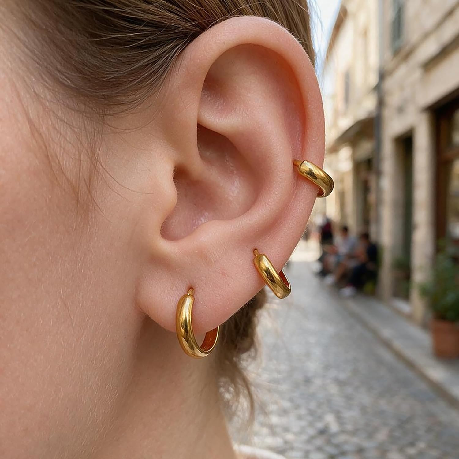 1 Pair Wide Chunky Conch Clicker Rings Cartilage Hoop Earrings Earlobe Nose Pier