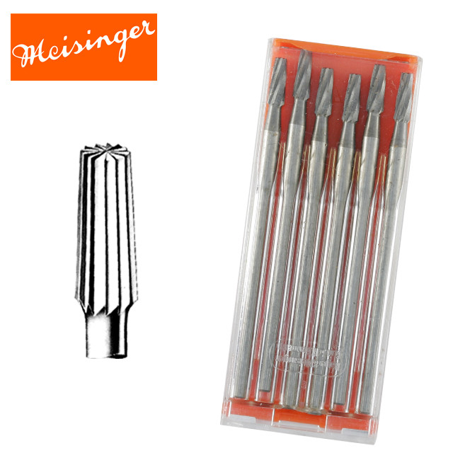 Cone Square Plain Meisinger Jeweler Bur (Pack of 6) FIG-3, Sizes 0.70mm – 2.30mm