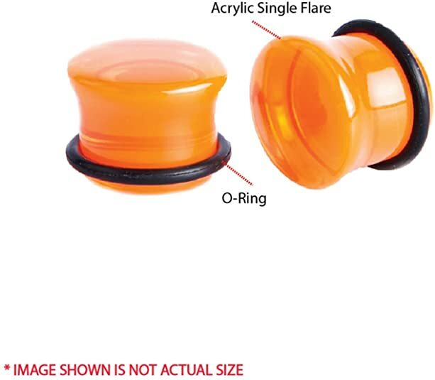 Pair of Single Flare Acrylic Ear Gauges Plugs Stretching O-Ring Piercing E559
