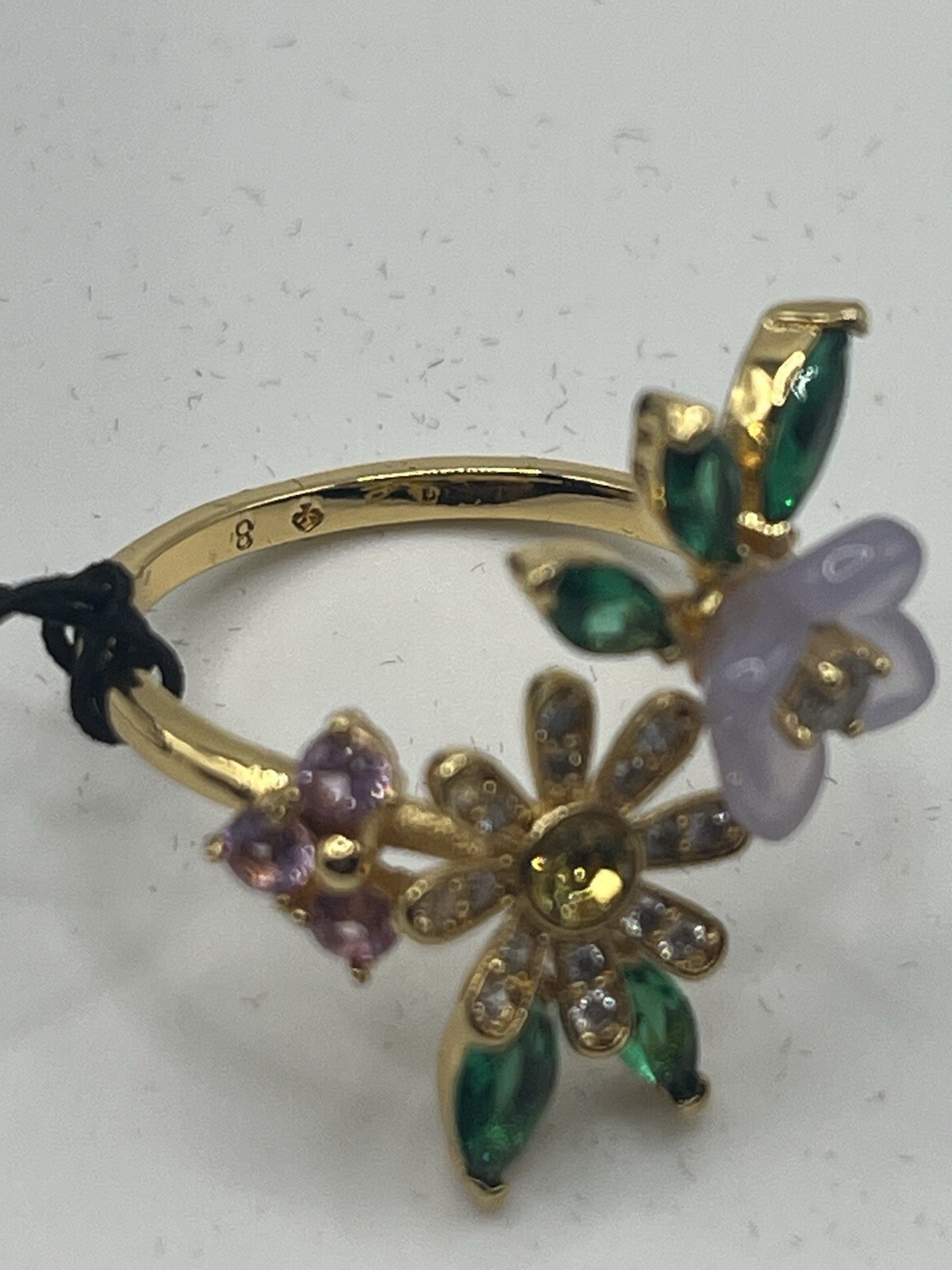 Kate Spade Bursting Blooms Ring NWT Gold Tone Crystal Floral Size 8 KK493