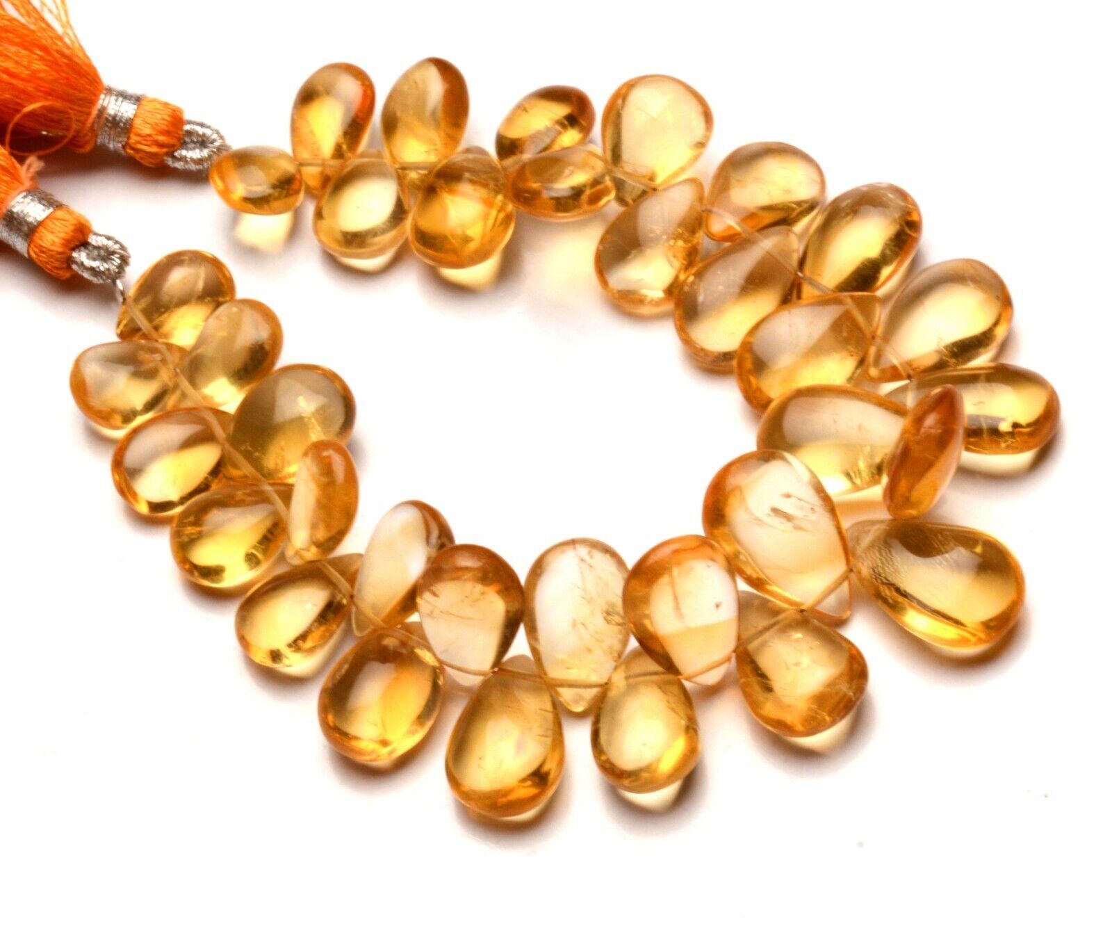Natural Citrine Gemstone 11×8 to 15×9 mm Size Smooth Pear Shape Beads 7″ Strand
