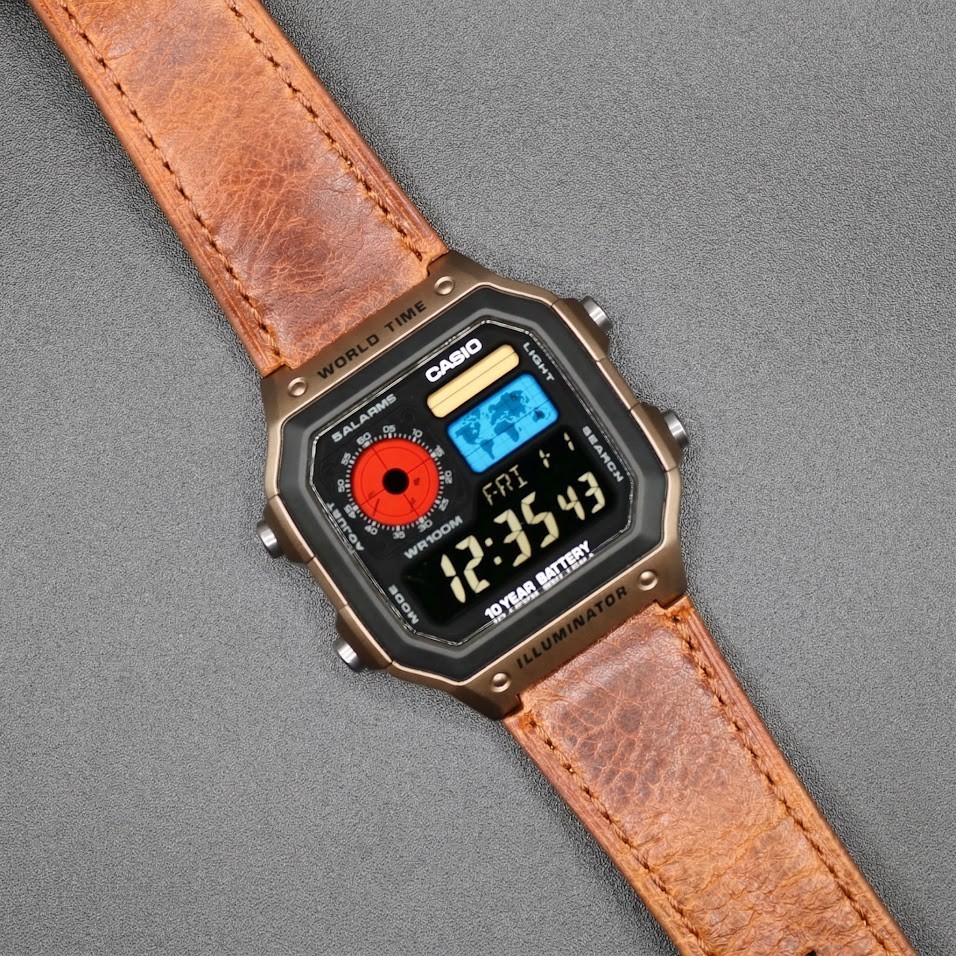 Bronze CASIO AE-1200WHD. Royale Watch Mod. Negative Display – Hydromod