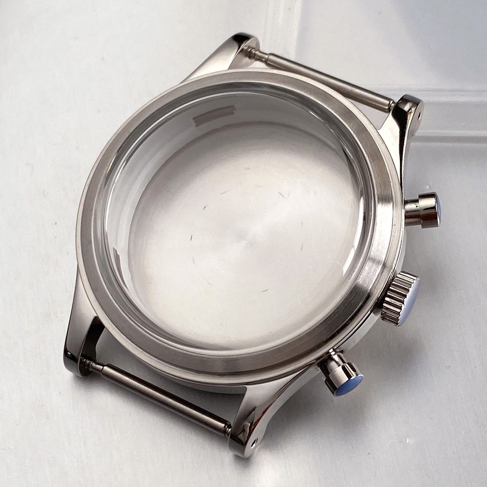 38mm Retro Stainless Steel Watch Case Dial For Miyota OS20 Chronograph Quartz