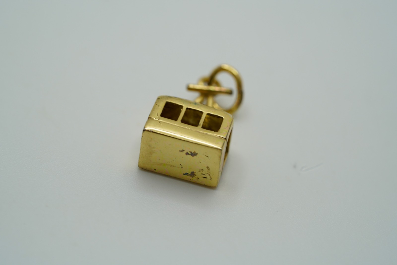 Vintage Gold Over 800 Silver Cable Car Charm 1.8cm JB51