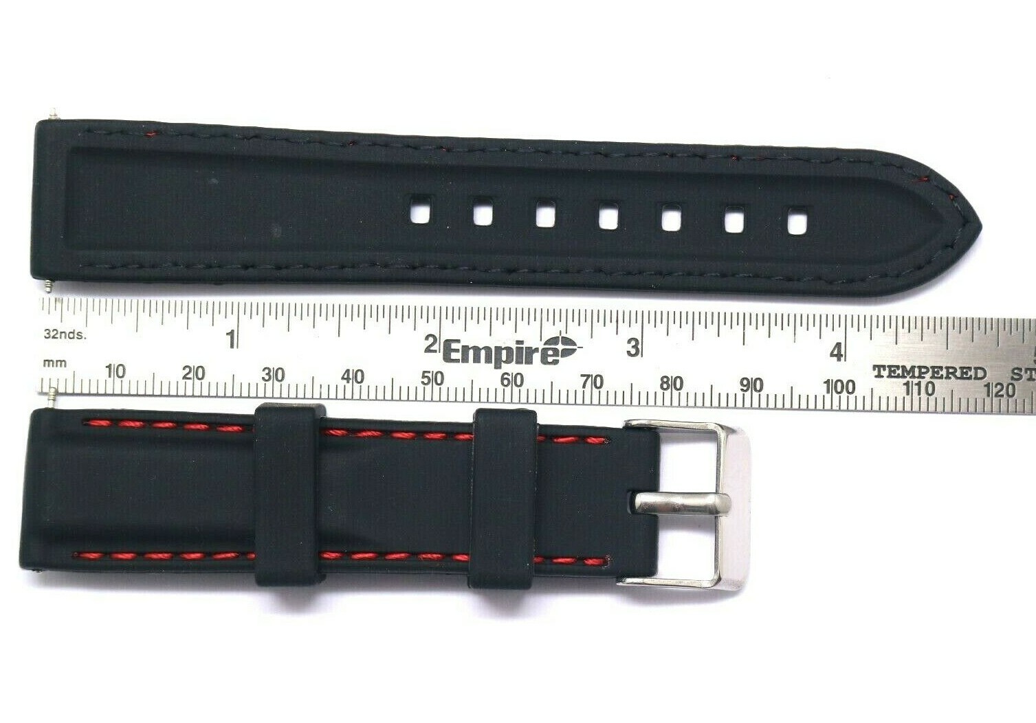 20mm Black Soft Rubber Red Stitching Replacement Watch Strap – Swiss Army 20