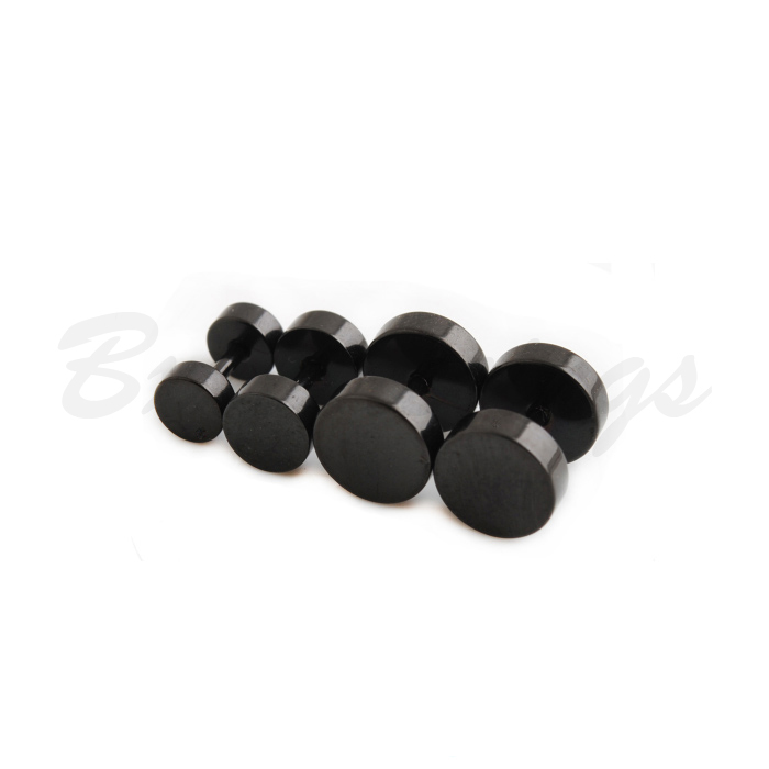 1pair 16G Black Surgical Steel Fake Plug Barbell Fake Earring Piercing Earring