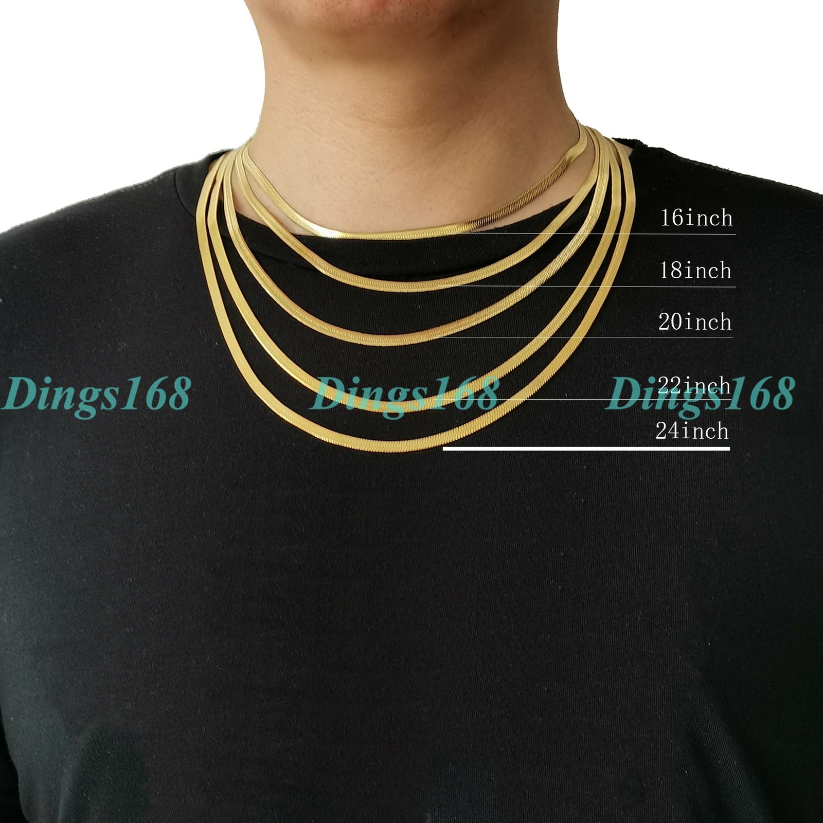 Genuine 18K Yellow Gold Filled Tarnish-Resist 18″ 5 mm Flat Snake Chain Necklace