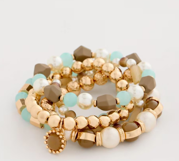 Chico’s Aqua Stretch Set of Five Beaded Bracelets
