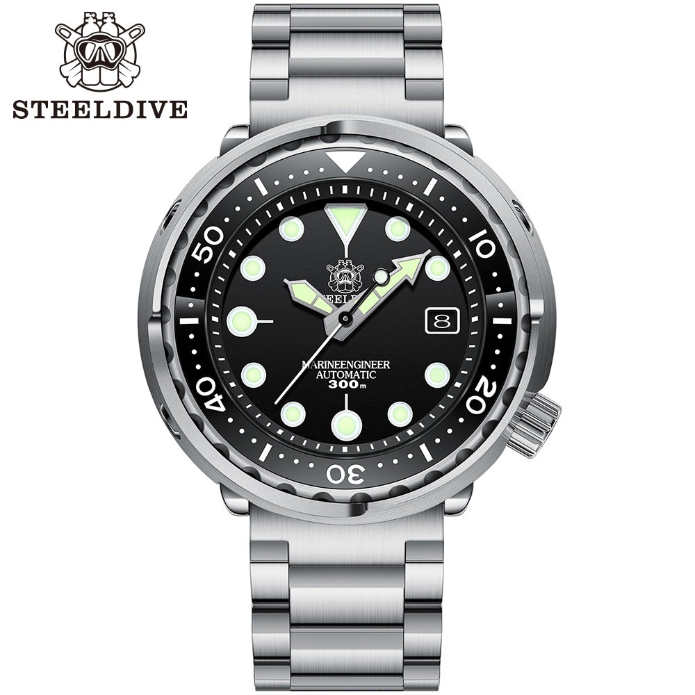 STEELDIVE SD1975 Mens 47.5mm 300M Automatic Dive Watch NH35 Steel Classic