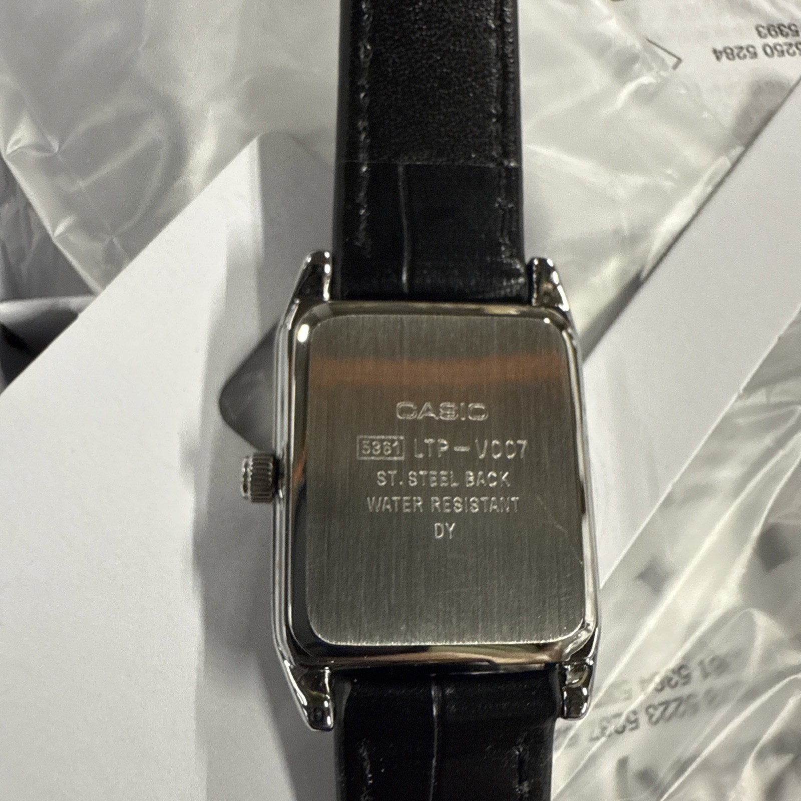 Casio LTPV007L-7B1 Analog Watch Silver Dial Black Leather Strap New