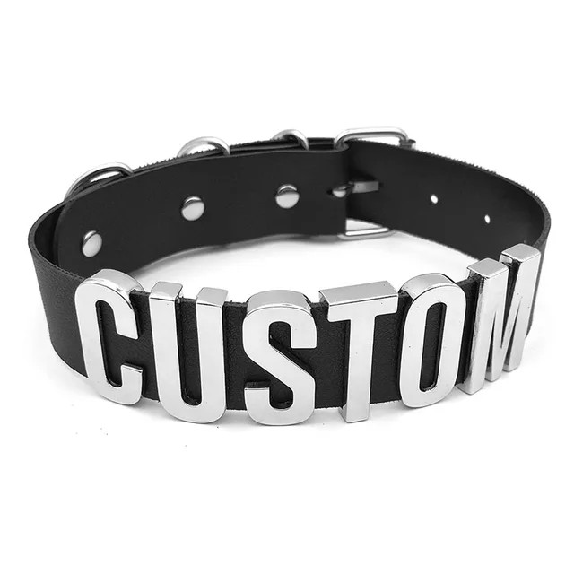 Leather Choker Collar Custom Letter Necklaces For Female YES DADDY HOTWIFE R7