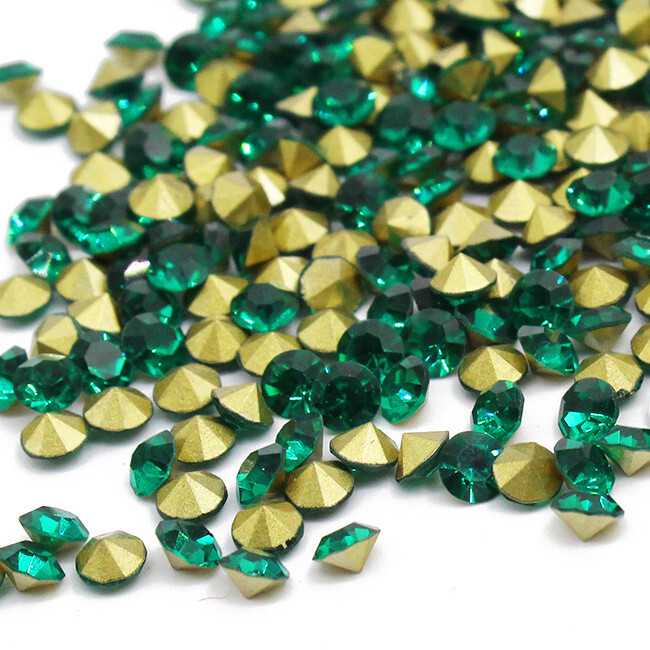 10 Bag Faceted Glass Pointed Rhinestone Findings Back Plated 1.9~2mm 1440pcs/Bag