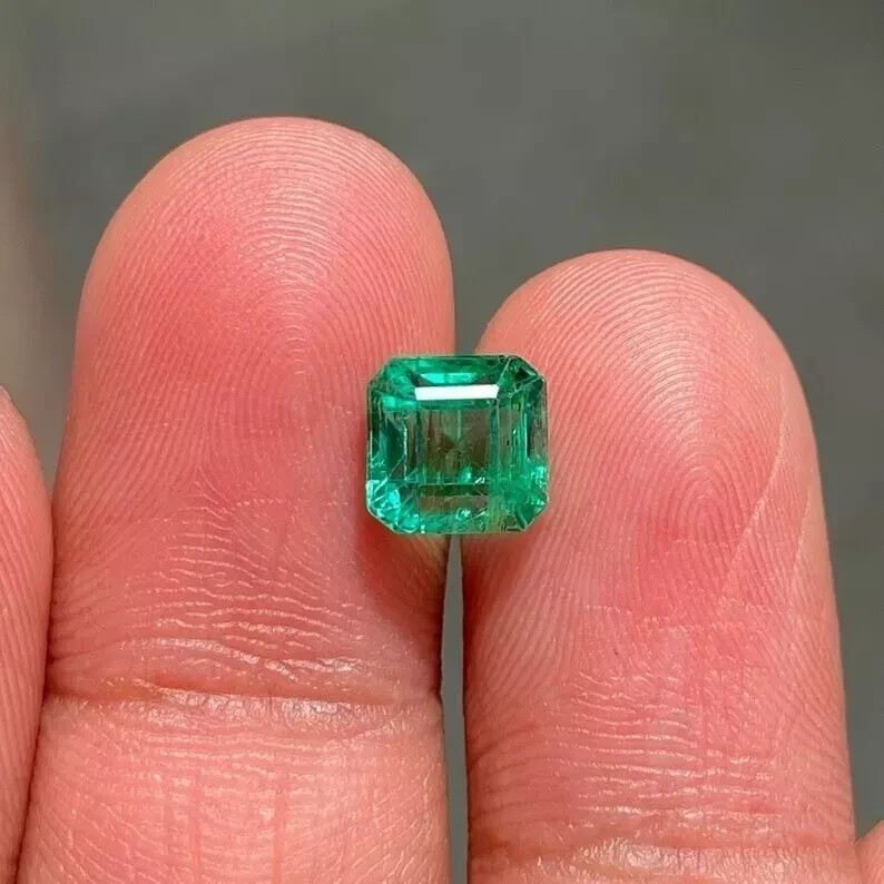 Natural Green Colombian Emerald Asscher Cut 9×9 MM Loose Untreated Gemstone A+