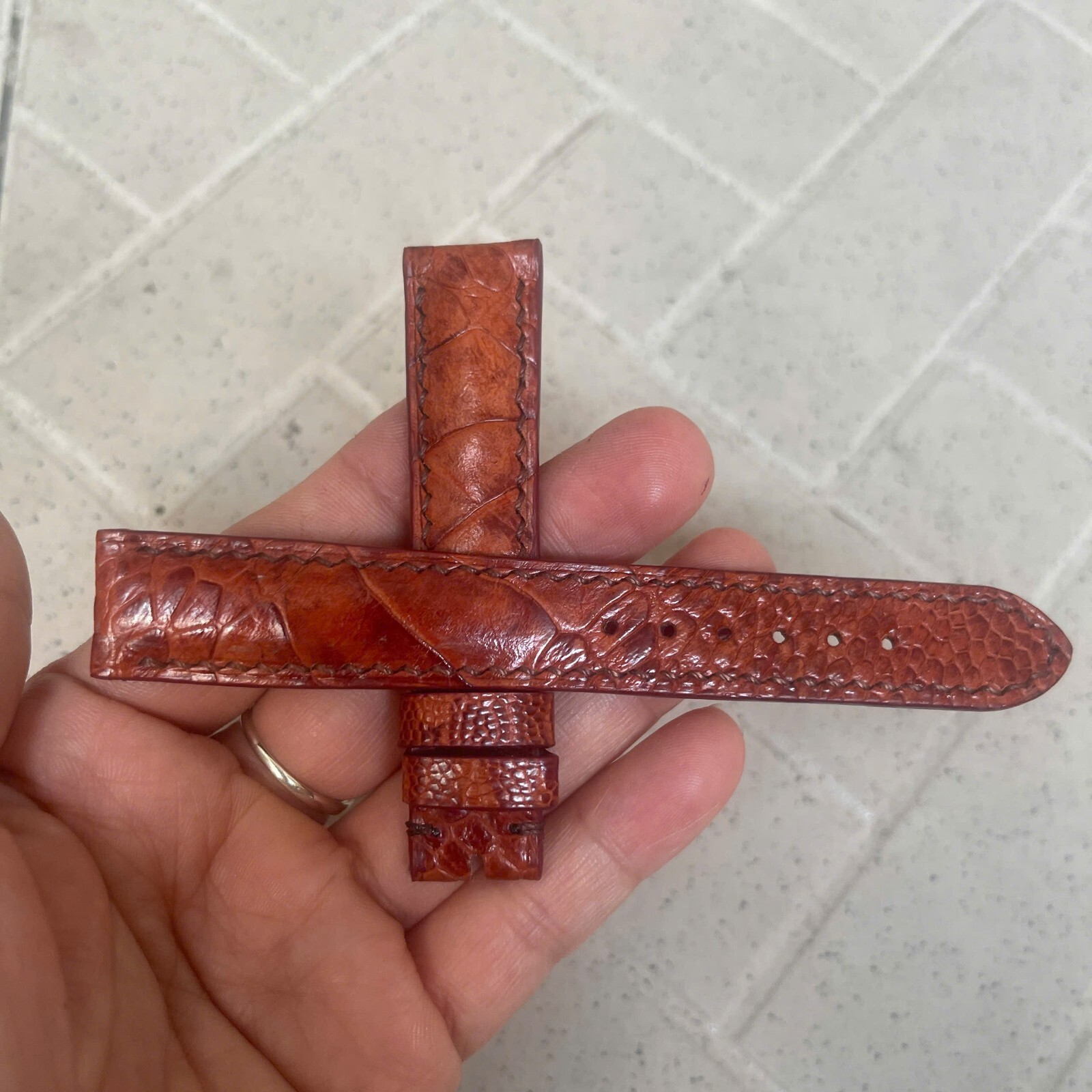 26m 24mm 22mm 21mm 20mm 19mm 18mm 16mm Red Brow Ostrich Leather Watch Strap Band