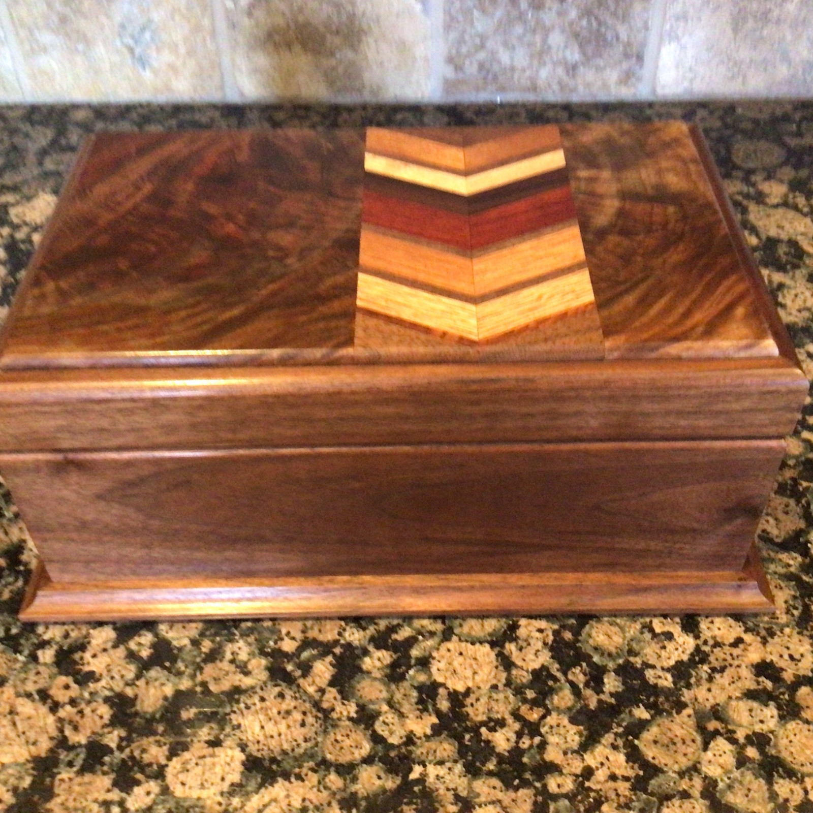 Georgous Solid Walnut-Brass Inlay Jewelry/Keepsake Chest
